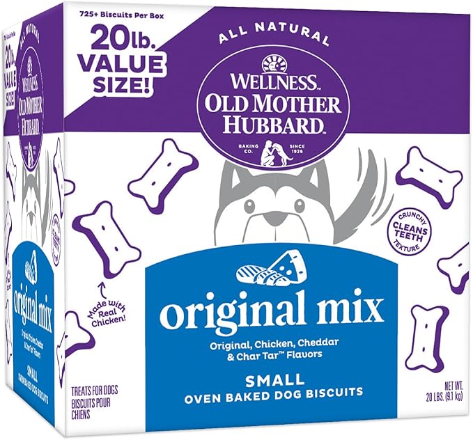 Wellness Old Mother Hubbard Classic Original Mix Dog Biscuits, Natural Training Treats, 4 Flavors, Small Size, 20 lb Box