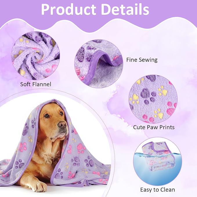 Dog Blankets for Medium Dogs, Cat, Premium Soft Dog Blankets for Small Dog | Washable, Puppy Blanket Dogs Essentials for Puppies (1, Purple, 41" x 30")