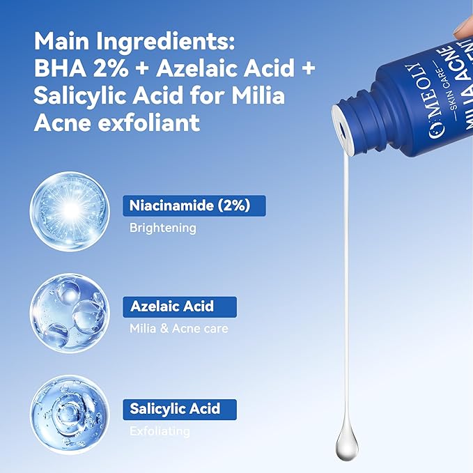 Milia Remover for face and eyes: Milia remover treatment with 3% Salicylic Acid for Acne exfoliant, Advanced formula for Men and Women 30ML