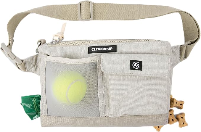 Cleverpup Walk & Train 2-in-1 Dog Walking Bag - Hands-Free, Sand