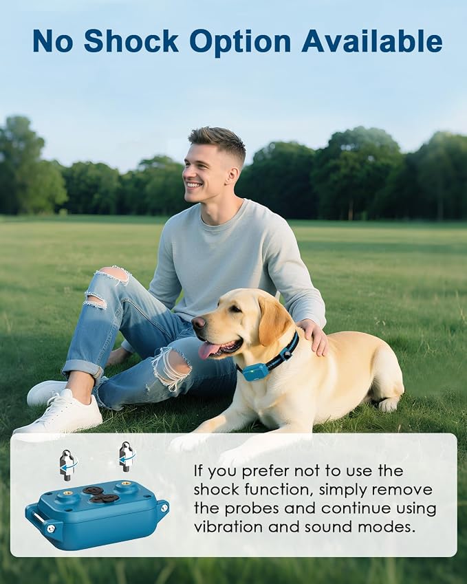 Shock Collar for Dogs, Dog Training Collar with Remote Control | IP67 Waterproof Receiver, Beep, Vibration, Safe Static Modes, Rechargeable，Adjustable Fit for 15–110 lb Dogs