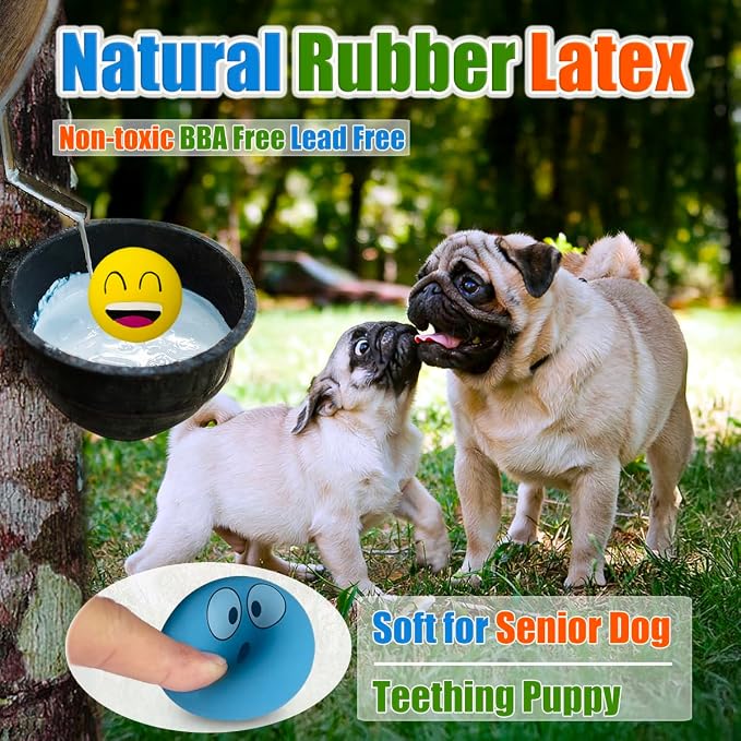 Latex Squeaky Dog Toys for Small Dogs & Tiny Breeds, 2.2" Flat Ball