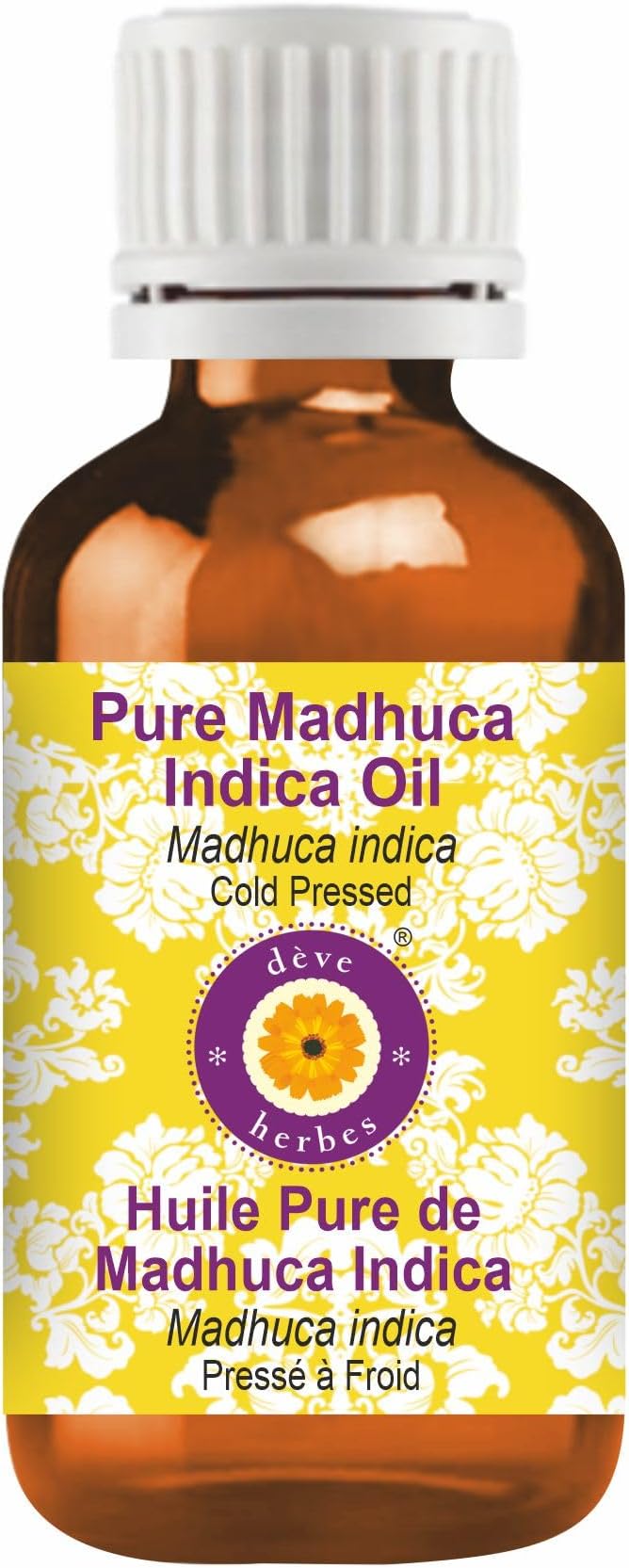 Deve Herbes Madhuca Indica Oil (Madhuca Indica) | Cold Pressed | Pure | Natural | Undiluted | For Diluting Essential oils | For Skin & Massage | Non-Sticky| Lightweight| Men & Women | 10ml (0.33 oz)