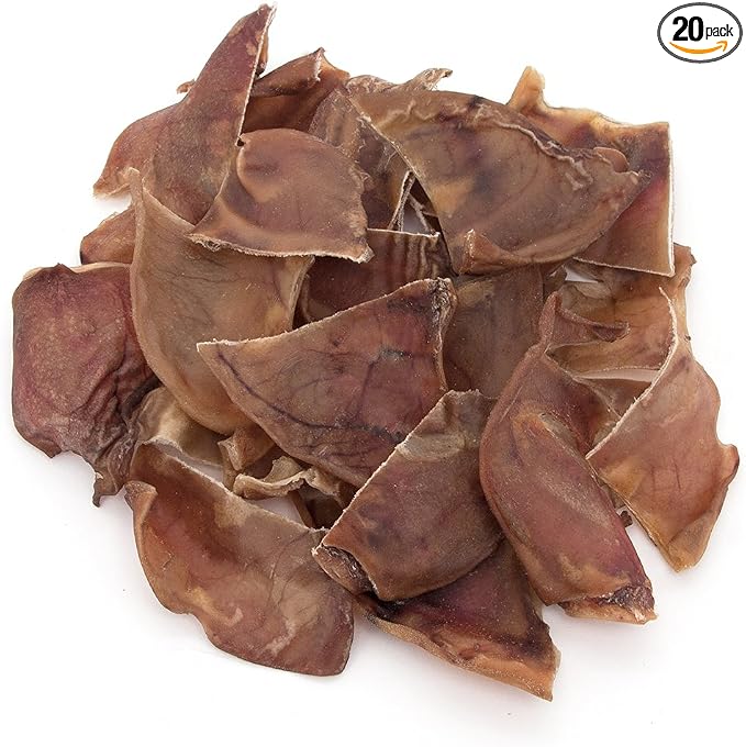 Best Pet Supplies GigaBite Half Cut Pig Ears for Dogs - 20 Count | Single Ingredient, All Natural, Supports Dental Health, Perfect for Training, Slow Roasted Chews