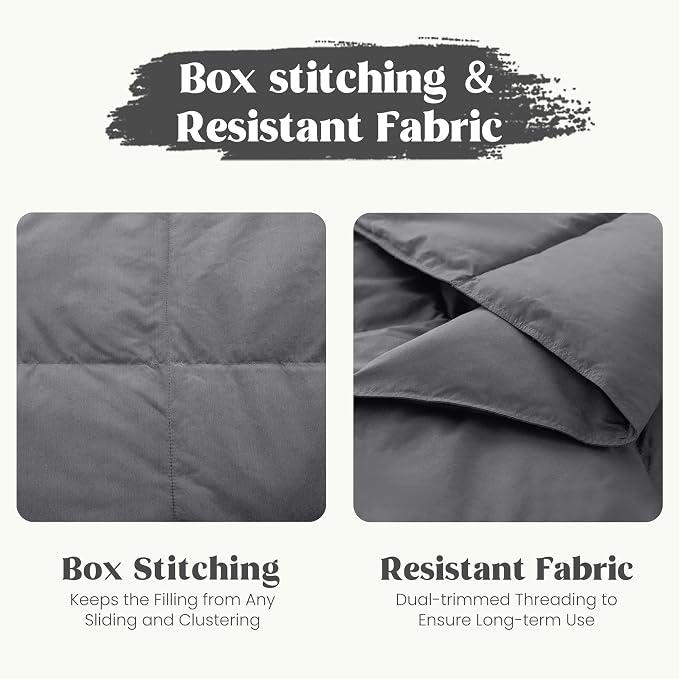 puredown® Soft Feather Down Throw Blanket Lightweight Packable Couch Throw for Indoor and Outdoor Use, Throw 50"X70", Gray, 12oz