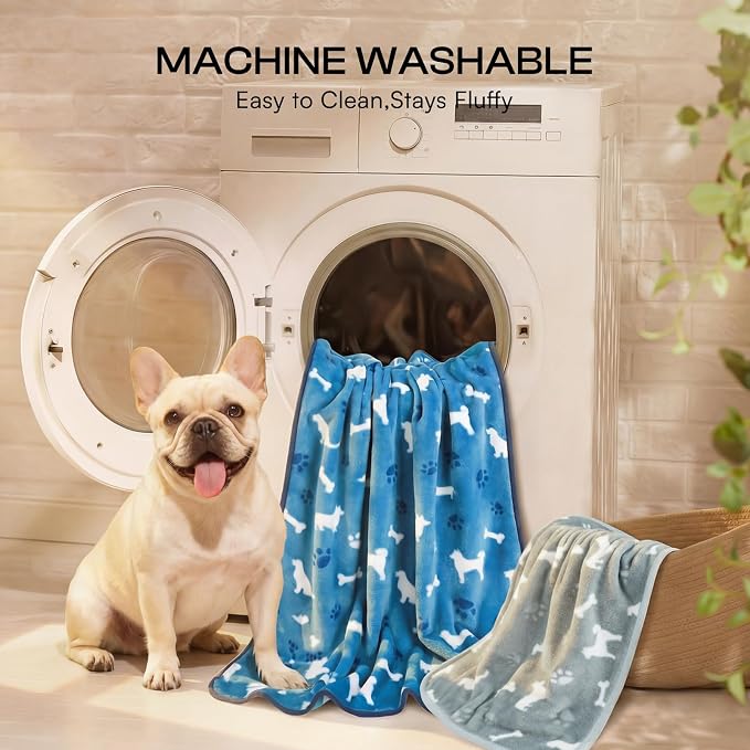 Luciphia 3 Pack Cute Dog Blankets Soft Fleece for Small Puppy Cat,23"x16" | 280GSM Fuzzy Doggy Kitten Throw Blankets Washable for Crate Bed Couch Car Indoor - Puppy Essentials Dog Gift
