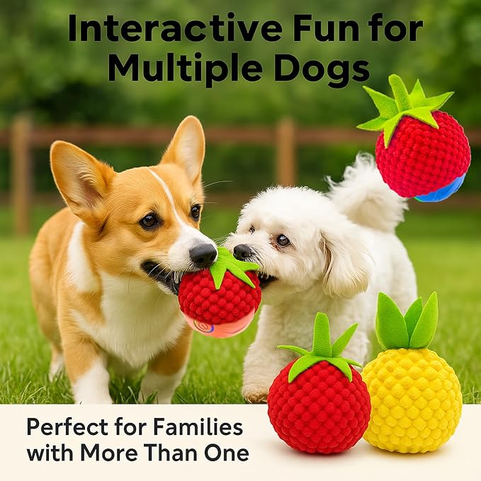 2 Pack Dog Ball Covers, Plush Tomato and Pineapple Sleeves for Moving Balls