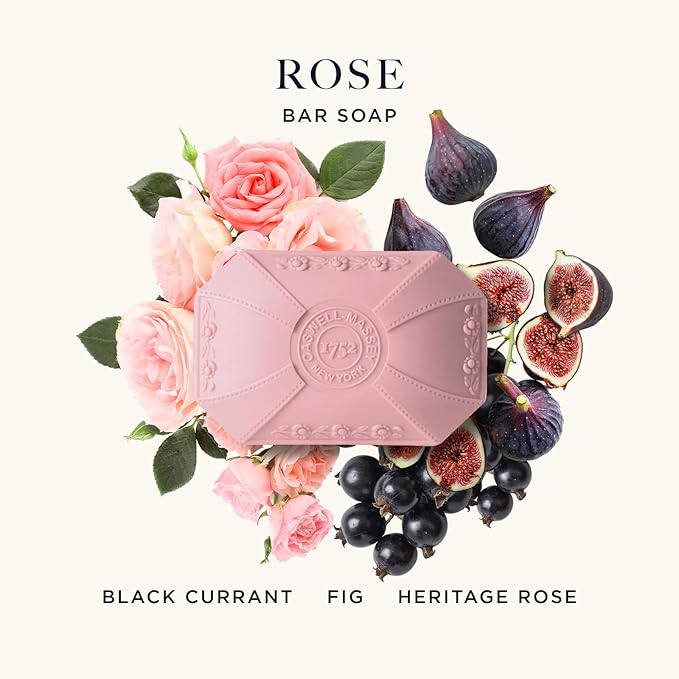 Caswell-Massey Women’s Soap Bar Bundle | Rose & Lilac Natural Bar Soaps | Moisturizing, Plant-Based Formula with Essential Oils | Gentle for All Skin Types | Made in USA | 2 Bars, 3.5 oz Each