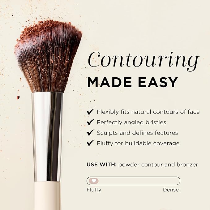 HALEYS Angled Contour Brush – Face Sculpting & Bronzer Brush for Powder & Cream Makeup, Precision Cheek Definition, Seamless Blendin, Vegan, Dermatologist-Tested