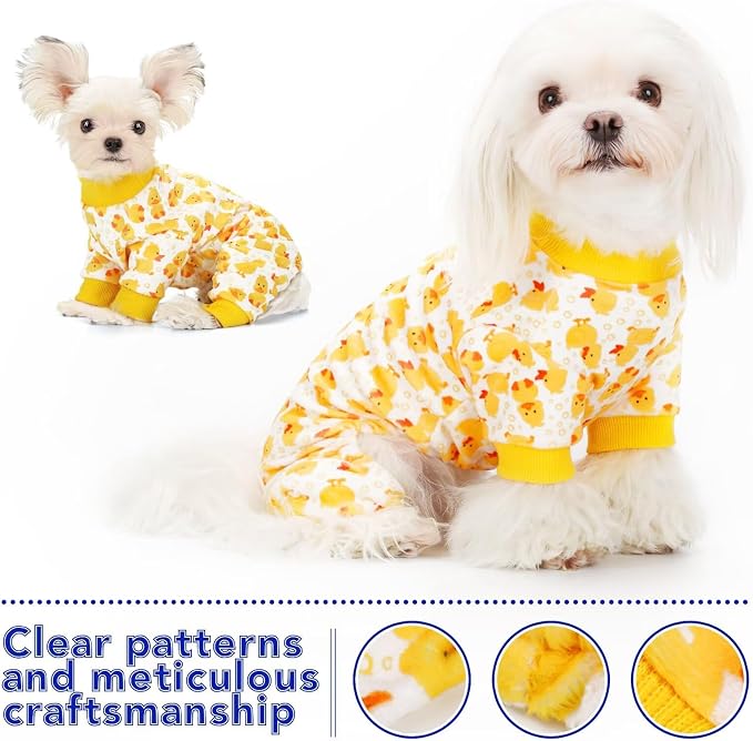 Dog Pajamas Onesie: Comfortable Four-Legged Apparel for Small, Medium, & Large Dogs, Polyester Material for Comfort, Wrinkle Resistance, Moisture Wicking, Stretchiness Cartoon Duck XXL