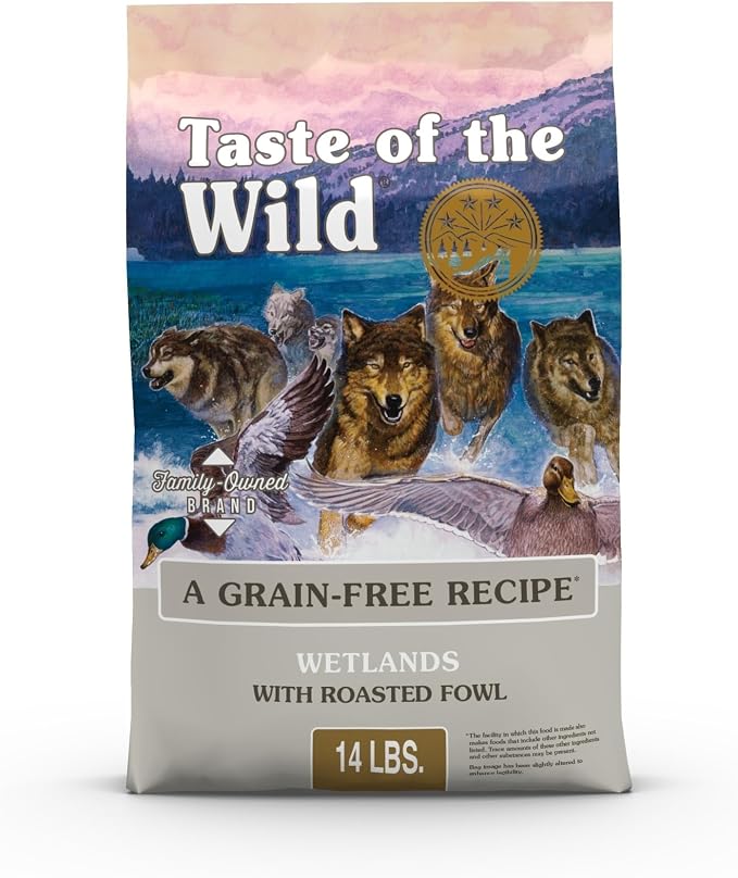 Taste of the Wild Wetlands Adult Dry Dog Food, Roasted Fowl, 14lb | High Protein |Grain Free Recipe* |Real Duck, Roasted Quail & Roasted Turkey |Nutrient Dense to Help Support Peak Health