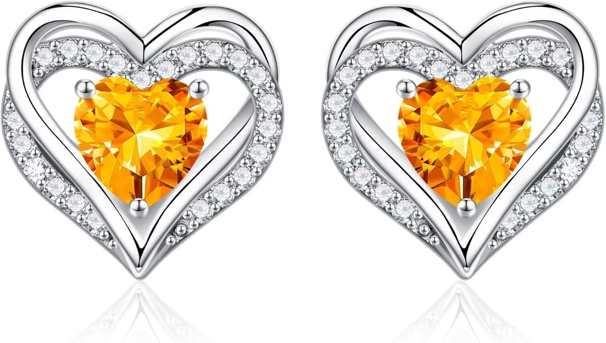 Iefil Christmas Earrings for Women, 925 Sterling Silver Birthstone Stud Earrings Birthday Gifts for Women