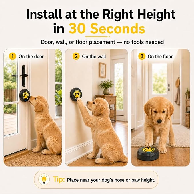 ChunHee Dog Bells to Go Outside, Touch Activated Dog Door Bell for Potty Training, Dog Bell for Door with 36 Built-in Sounds & Voice Commands, 5 Adjustable Volume Levels, Puppy Training Bell for Dogs