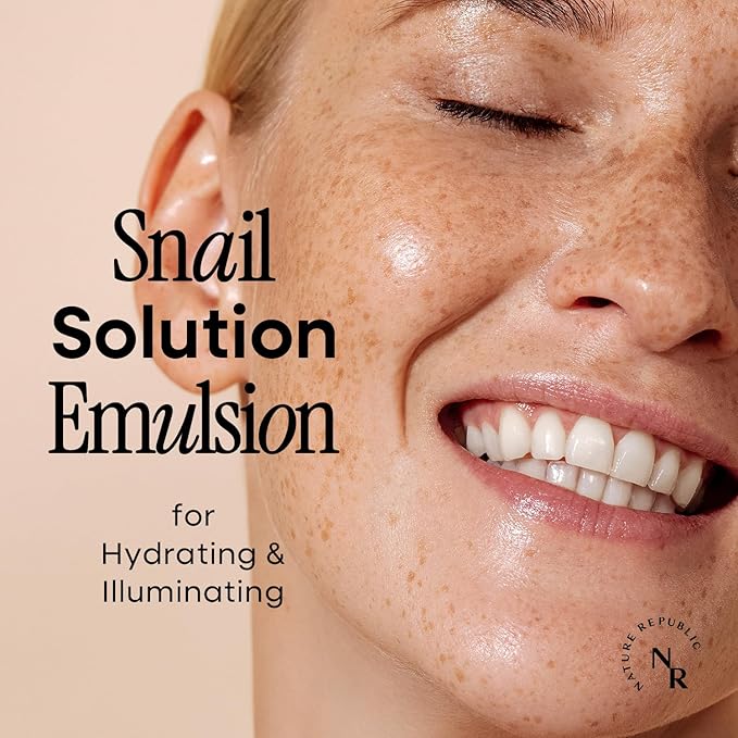 Nature Republic Snail Mucin Emulsion - Moisturizer, Hydrating Advanced Power Essence, Korean Skin Care for Face, Snails Skincare, Niacinamide, Deep Glow Mucus, 120mL/4.02 Fl.Oz