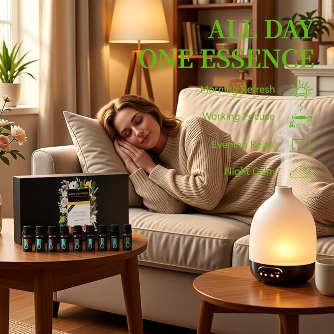 Essential Oils Set, 20 x 10ML Essential Oil Gift for Massage & Diffuser | Refreshing, Sleep, Cars & Home Products, Eucalyptus, Lavender, Peppermint, Tea Tree More Aromatherapy Oil