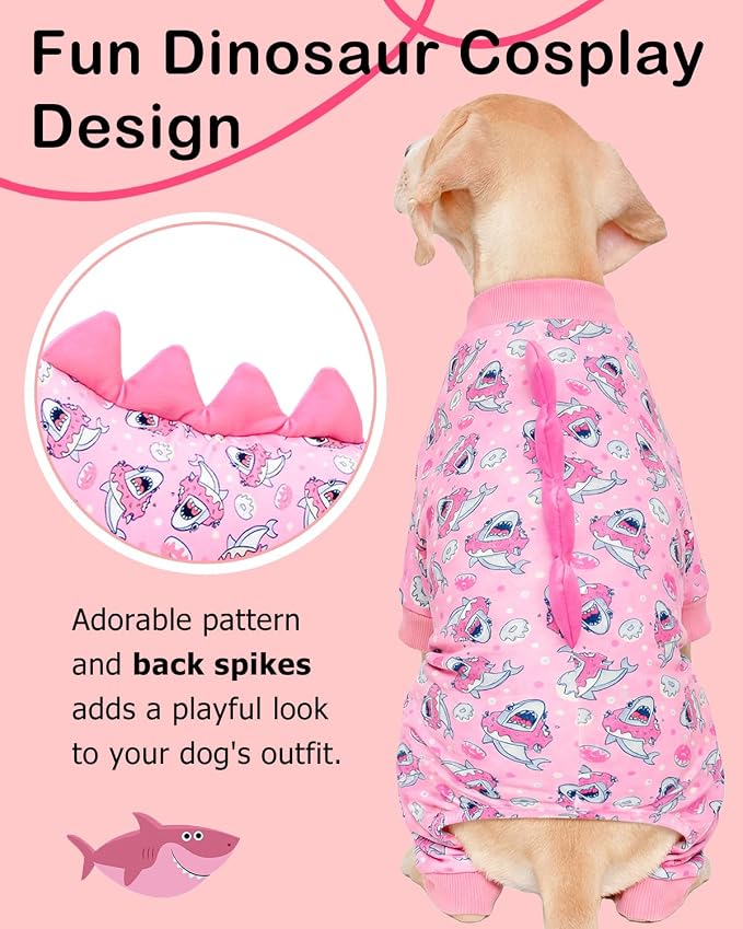 CuteBone Dinosaur Costume Dog Pajamas, Stretchy Spandex Crystal Velvet Sleepwear Coat for Small Dogs, Soft & Warm Pet Outfit Clothes for Cold Weather, Cozy Pullover Design COSP09XXL