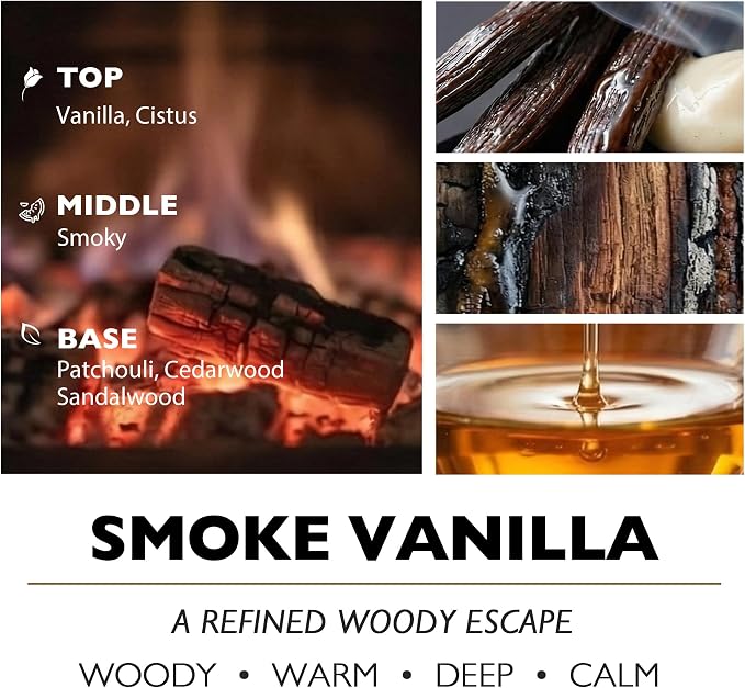HomeLights Large jar Candle | 3-Wick Long-Lasting Scented Candles, 34oz Natural Soy Wax Candle for Home Scented, Industrial Chic Gifts for Women & Men, Smoke Vanilla