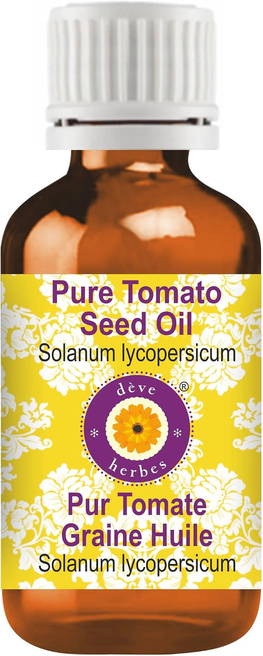 Deve Herbes Tomato Seed Oil (Solanum lycopersicum) | Cold Pressed | Pure | Natural | Undiluted | For Diluting Essential oils | For Skin & Massage | Non-Sticky| Lightweight| Men & Women | 30ml (1 oz)