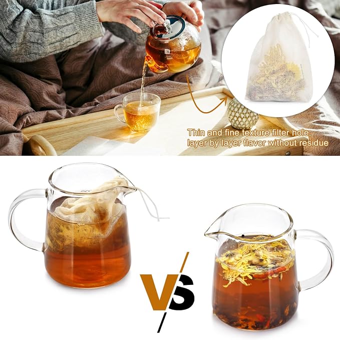 36PCS Drawstring Muslin Bags, 3x4In Reusable Empty Tea Bag for Loose Tea, Natural Cotton Unbleached Cheese Cloth Bag, Spice Bags for Filtering Cooking Soups/Herbs/Herbal Tea/Cold-Brewed Coffee
