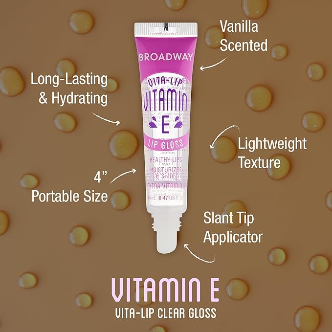 Ruby Kisses Broadway Vita-Lip Clear Lip Gloss (10 Pack), Hydrating & Soothing Formula with Vitamin, High-Shine Non-Sticky Lip Balm with Mint, Rosehip, Coconut, Mango, Argan, Honey, Shea, Cherry, Peach