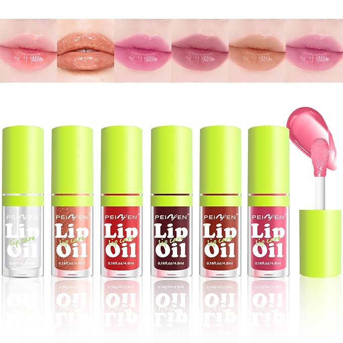 6 Colors Lip Gloss Set, Clear Lip Gloss and Glow Lip Oil for Woman, Moisturizing and Hydrating Lip Gloss Pack, Non-sticky Fat Oil Lipgloss