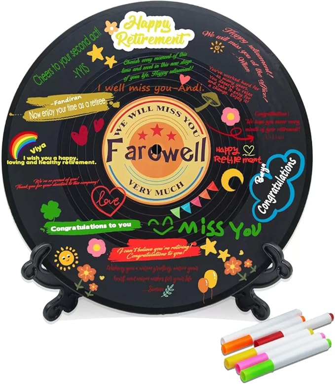 Farewell Guest Book Alternative Signature Vinyl Record Congrats, Retirement Party Vinyl Record Guest Book Supplies Decorations Going Away Gifts for Men Women, We Will Miss You Farewell Party（Orange）