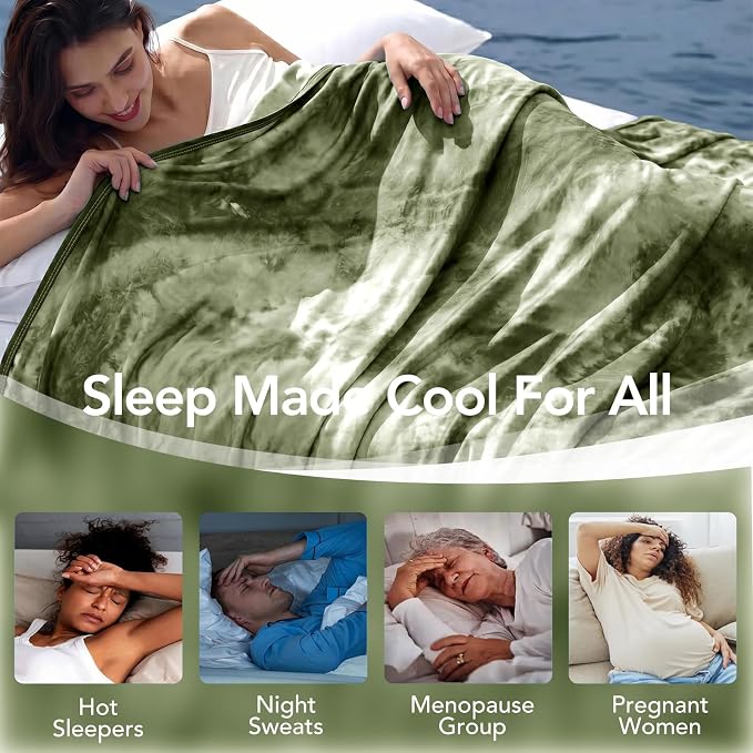 Cooling Blanket Queen Size 90"x90" for Hot Sleepers | Cold Summer Soft Blanket for Bed Couch and Travel Absorbs Heat Q-Max>0.35 Cool Lightweight Throw for Night Sweats Menopause