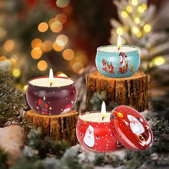Christmas Candle Set, 8 Pack Christmas Scented Candles Gift Set, Bulk Stocking Stuffers for Coworkers Adults Women, Small Aromatherapy Candles Gift Baskets for Birthday Decoration Holiday