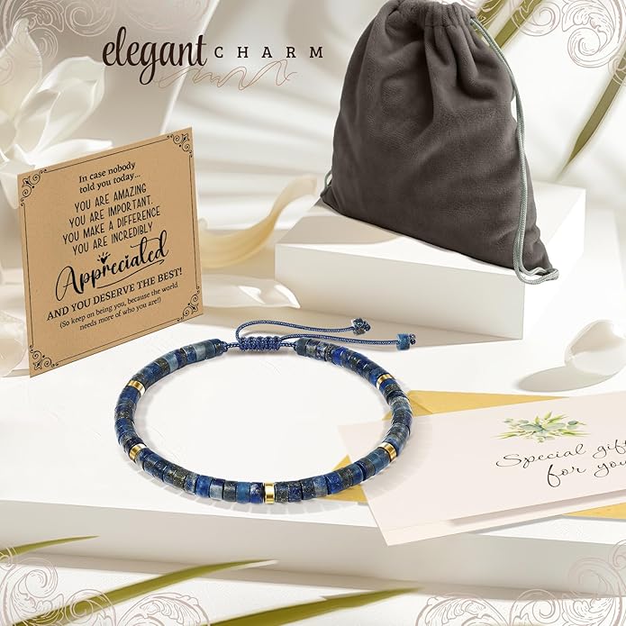 Inspirational Gifts Bracelets for Women: Valentines Mothers Day Birthday Gifts for Women Friends Sister Mom - Healing Natural Stone Beads Bracelets Thinking of you Get Well Soon Gift for Women