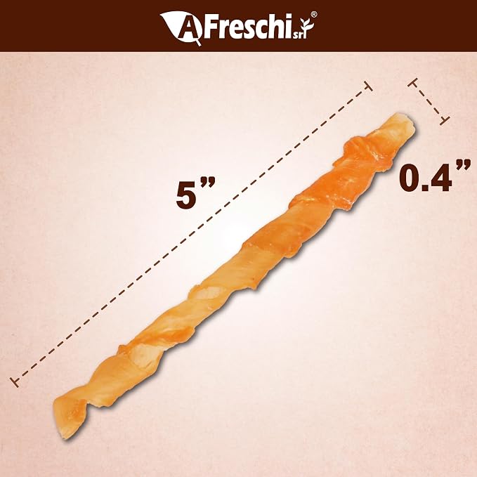 AFreschi Turkey Tendons Dog Treats, Coil (L), 3 oz | Rawhide-Free Puppy Chews