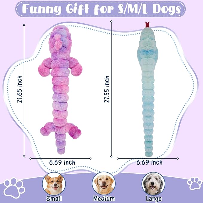 2 Pack No Stuffing Dog Squeak Toys, Soft Stuffless Plush Dogs Chew Toy for Medium Large Dogs, Durable Interactive Teething Toys for Puppies, Tug of War Game to Keep Them Busy, Best Birthday Gifts