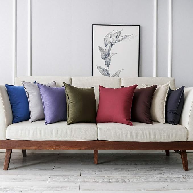 Jeanerlor Natural Cotton Linen Soft Soild Decorative Square Throw Pillow Covers Set Cushion Case for Sofa Bedroom Car24 x 24 Inch 60 x 60cm,Olive Green