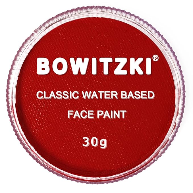 Bowitzki 30g Professional Face Paint Body Paint Water Based Face painting Makeup Safe for Kids and Adults Split Cake Single Color Halloween Christmas Party - Red