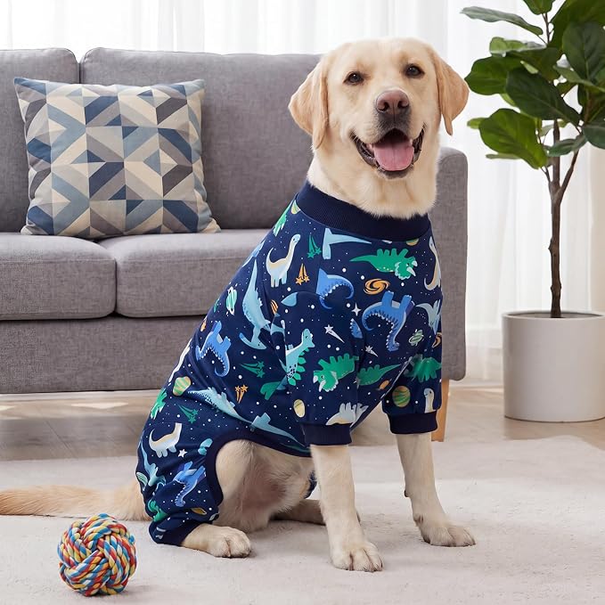 XPUDAC 4 Pack Dog Pajamas for Medium Large Sized Doggie Comfy Strechy Dog Pjs for Boy Puppy Clothes Cat Onesies Pet Outfits, 4XL