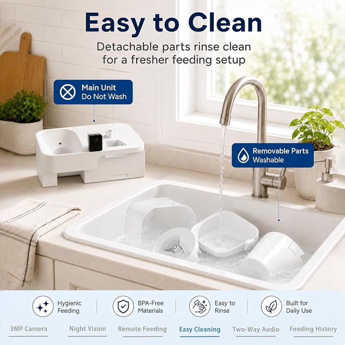 Waithem Automatic Cat&Dog Feeder and Waterer with Camera | 2K Video, Night Vision, 5L Food Capacity and 4L Water Station, 5G/2.4GHz Wi-Fi Control, 2 Weeks Capacity