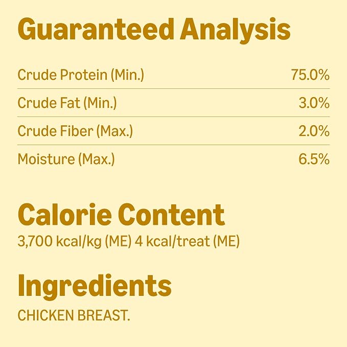 Amazon Basics Dog Treats Freeze Dried Raw Single Ingredient Chicken Breast, High Protein, Healthy Training Treats or Meal Topper for All Dogs, Grain-Free, 3 Oz (Previously Wag) (Pack of 2)