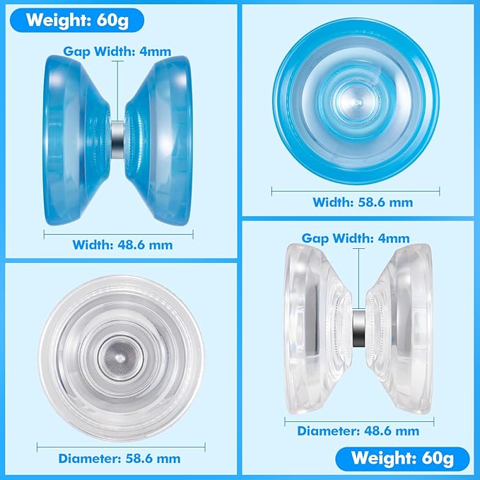WATIEOBOO Yoyo P02 Crystal Yo Yo 2-Piece Set - Responsive & Unresponsive Dual Mode Yoyo, Finger Spin yoyo, Trick yo yo for Beginners & Adult Professional Players, Best YoYo Gift