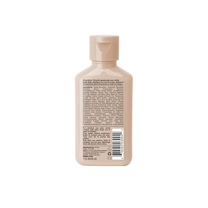 Hempz Smoothing Herbal Body Moisturizer, Koa & Sweet Almond, 2.25 oz - Lightweight Lotion with Hemp Seed Oil & Shea Butter, Vegan for Dry Skin