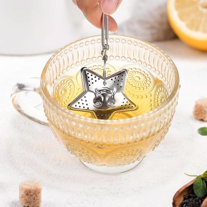 Garneck 4 Pcs Tea Infuser Spoon Set: Loose Leaf Strainer Stainless Steel Snap Ball Steeper with Moon Star Shape for Teapot Cup Mug Office Home Restaurants Gift for Tea Lovers