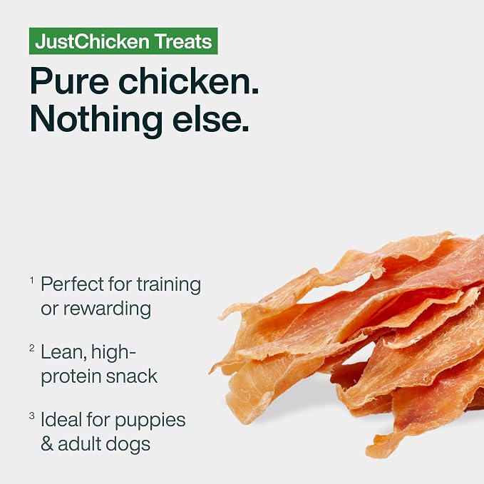 Just Food for Dogs Single Ingredient Healthy Dog Treats and Dog Snacks, Jerky Treats, Human Grade, Preservative and Grain Free, Rawhide Free Chews, Low Calorie Treat - Chicken Breast, 5 oz | Human Grade Chicken Treats for Dogs, Jerky Dog Snacks, Preser...