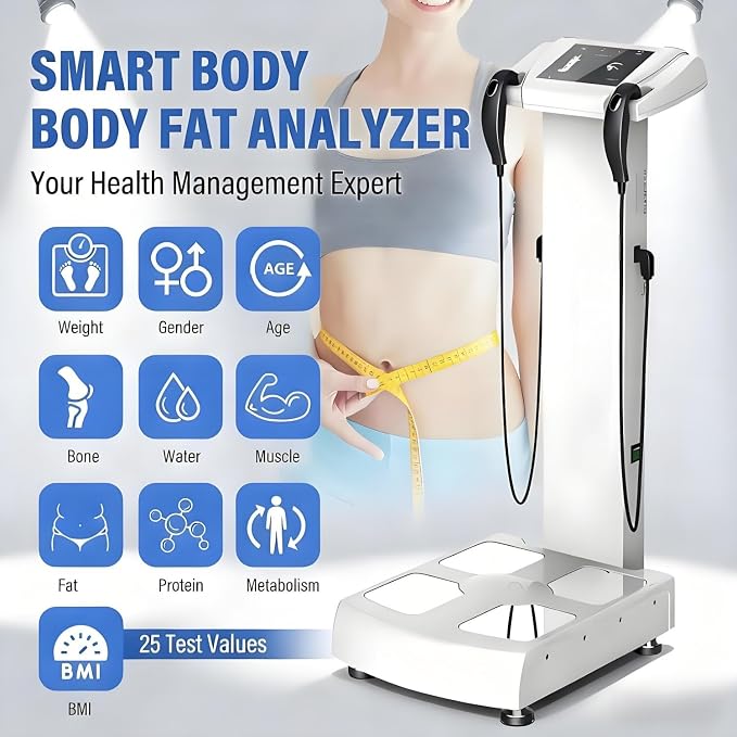 Professional 3D Scanner Analyzer Body Composition Analysis Height Weight Body Fat Percentage Visceral Fat Test, Body BMI Measuring with Printer White