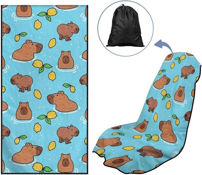 INSTANTARTS Kapibara Car Seat Cover Protector Sweat Towel Multi-Functional Car Towel for Car Seat and Yoga
