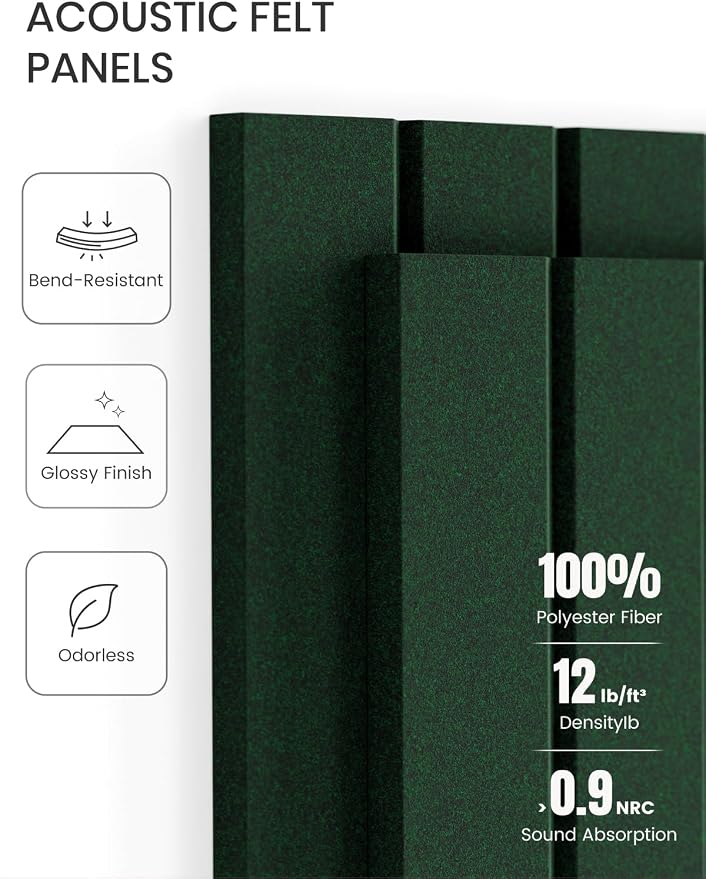 Fluxynara 36" x 24" Large Felt Bulletin Board, Pine Green | 6 Pack Cork Board Alternative with 30 Safe Adhesive Tabs, Pin Boards for Wall Decor, Home, Office, Classroom,Dorm