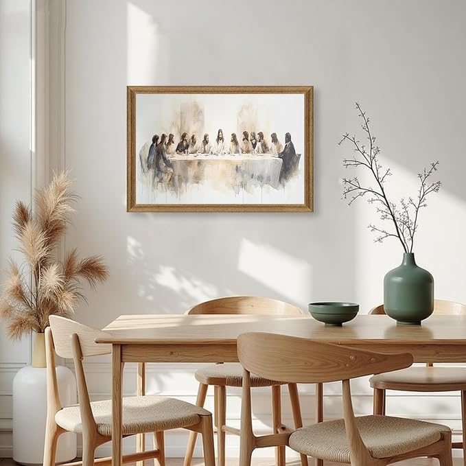 Fantasy Artists The Last Supper Christian Wall Art – Sacred Biblical Scene of Jesus and the Twelve Apostles, Reverent Religious Artwork for Church, Prayer Room & Faith-Centered Home,16W X 24H
