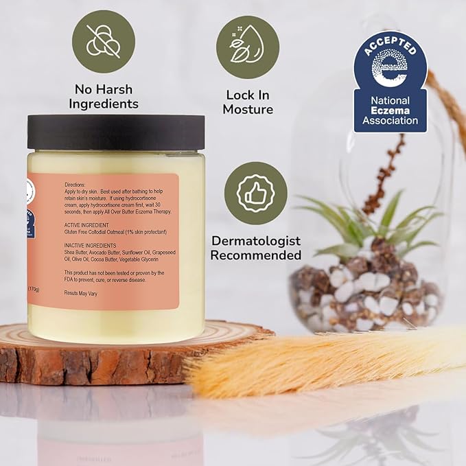 Chatham Natural Skin Care All Over Butter Eczema Relief Cream 6oz, Dry, Itchy Skin, Face, Feet and Hands. Trusted by Families and Steroid Free. Moisturizes and Softens Skin