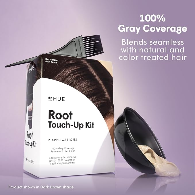 dpHUE Root Touch-Up Kit, Black - Permanent Hair Color for Gray Coverage - Includes Two Applications - Paraben, SLS & SLES Sulfate Free - Leaping Bunny Certified