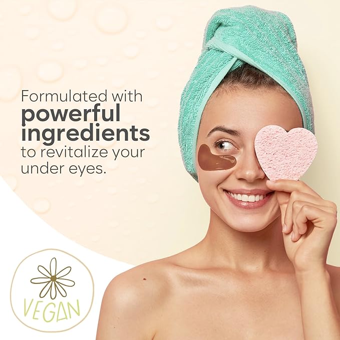 BLOOMORA Caffeine Under Eye Patches (30 Pairs) - Dark Circles & Puffiness Care - Hydrating Caffeine Eye Mask