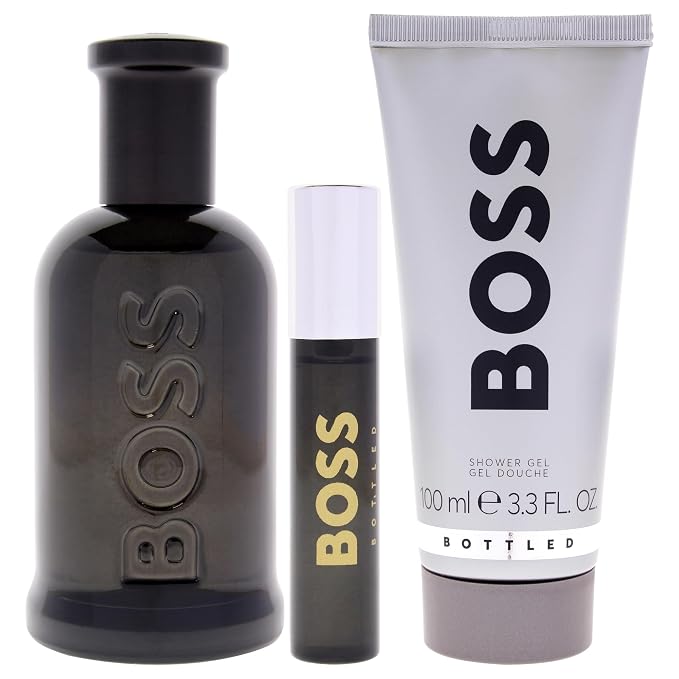Hugo Boss/ Boss Bottled No. 6 for Men - 3 Pc Gift Set 3.3oz Parfum Spray, 0.33oz Parfum Spray (Mini), 3.3oz Shower Gel