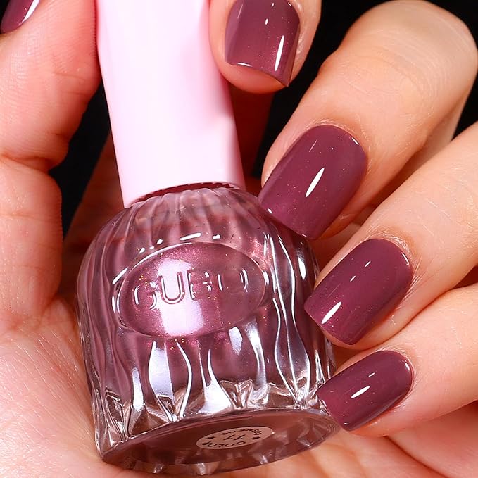 Major Dijit Quick Air Dry Nail Polish Glitter Rosy Brown Regular Nail Polish Non UV Gel Hema 0.34 fl oz.