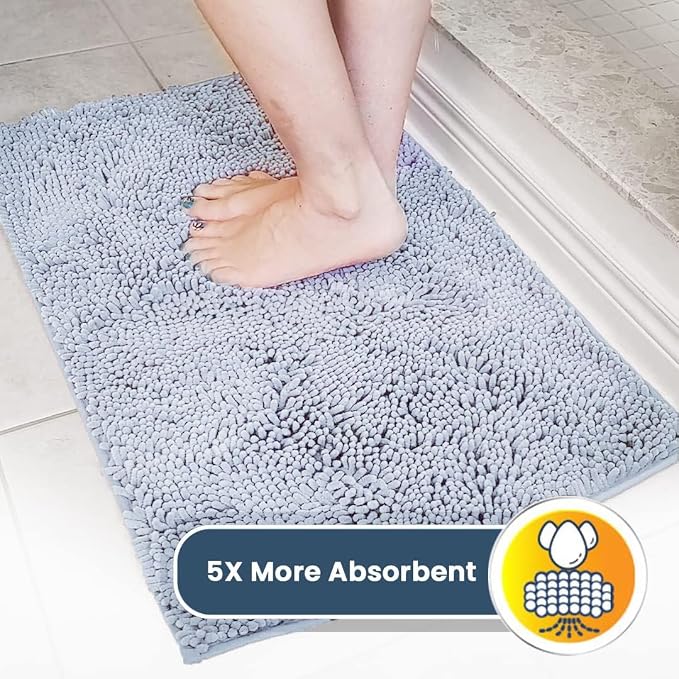 Muddy Mat® | Super Water Absorbent Door Mat Indoor, Microfiber Quick Dry Chenille Entryway Rug, Slip Resistant Front Door Mat, Indoor Mats for Entryway, Machine Washable Pet Rug, Baby Blue 26" x 42"